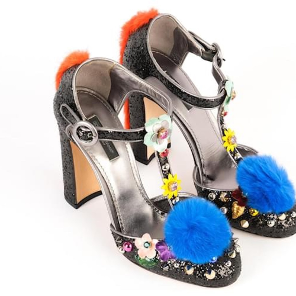 Dolce and Gabbana multicolor heels with Mink fur